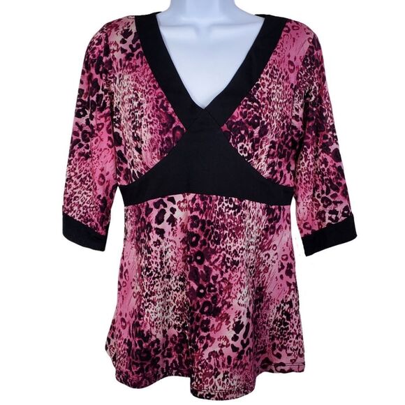 Cheetah-print blouse with back tying ribbon by Style & Co. / Women's Small - Picture 1 of 7